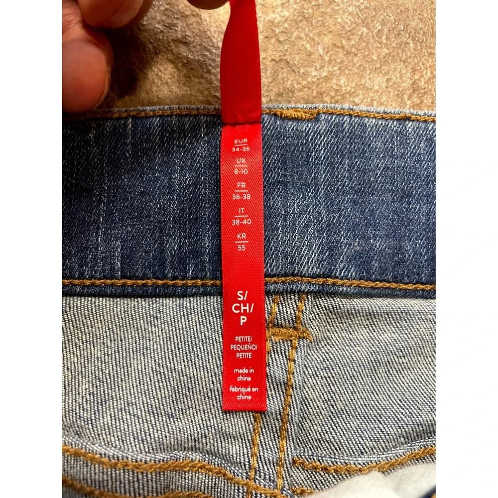 Spanx Jeans Womens Small Blue Denim Cotton Stretch Pull on Mid Rise Straight Leg - Picture 6 of 16